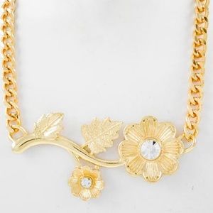 Large Flower Statement Gold Chain Necklace